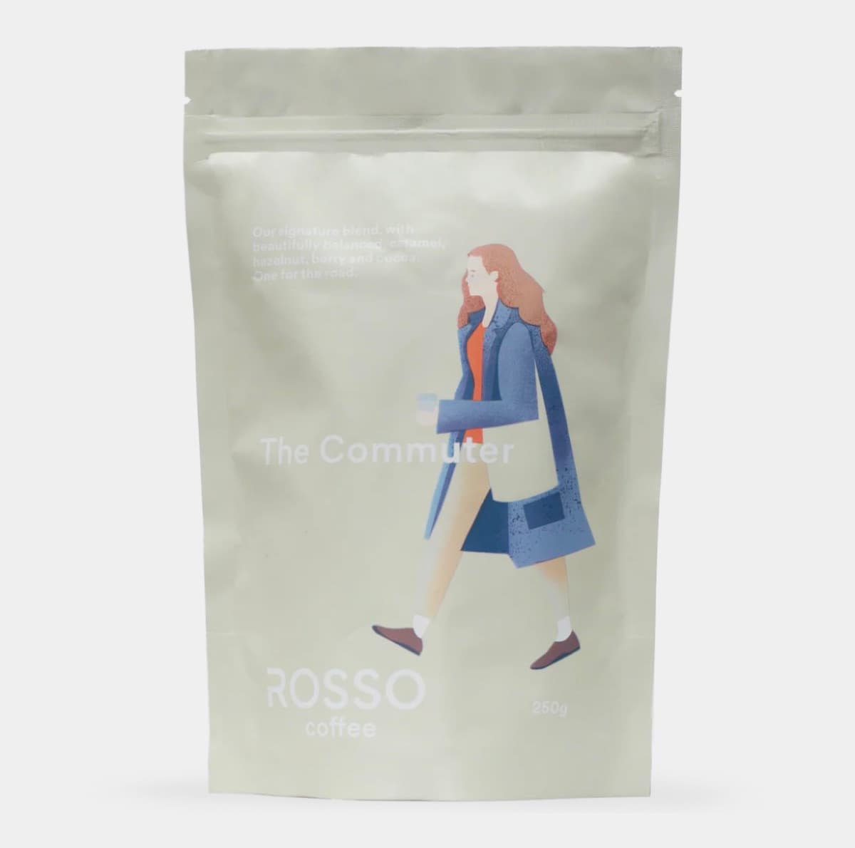 A 250g bag of Rosso The Commuter coffee beans